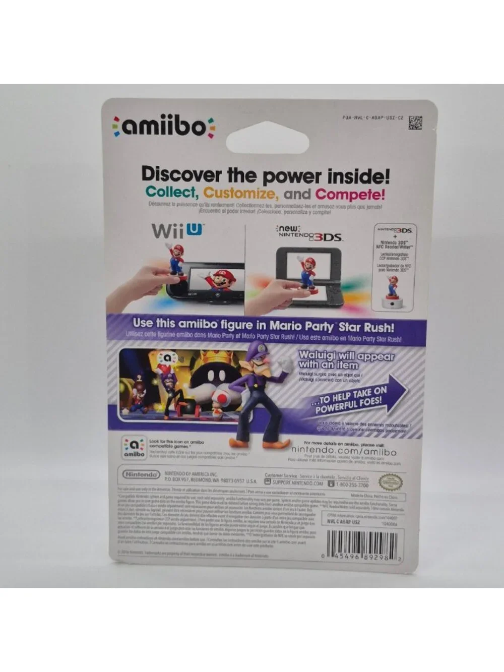 Waluigi amiibo Super Mario Series Nintendo Wii U 3DS New Sealed
